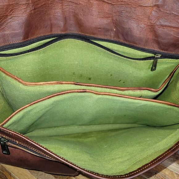 Genuine Leather Messenger Bag Rugged Mailbag Satchel Briefcase Laptop Shoulder - Picture 16 of 16